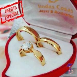 Argollas Clasica X3 3 Oro Laminado 18